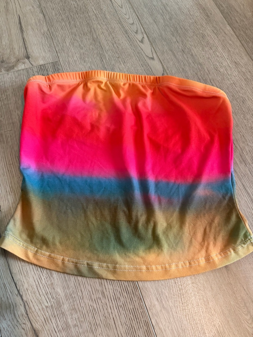 SHEIN Orange Pink Gradient Strapless Crop Top